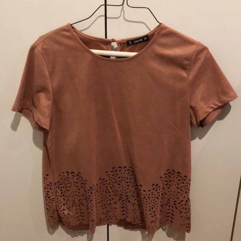 Mauve Faux Suede Blouse